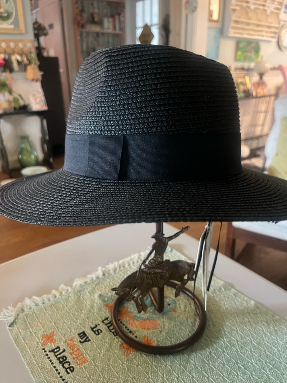 Classic Black Straw Fedora Hat - Men's Dress Hat
